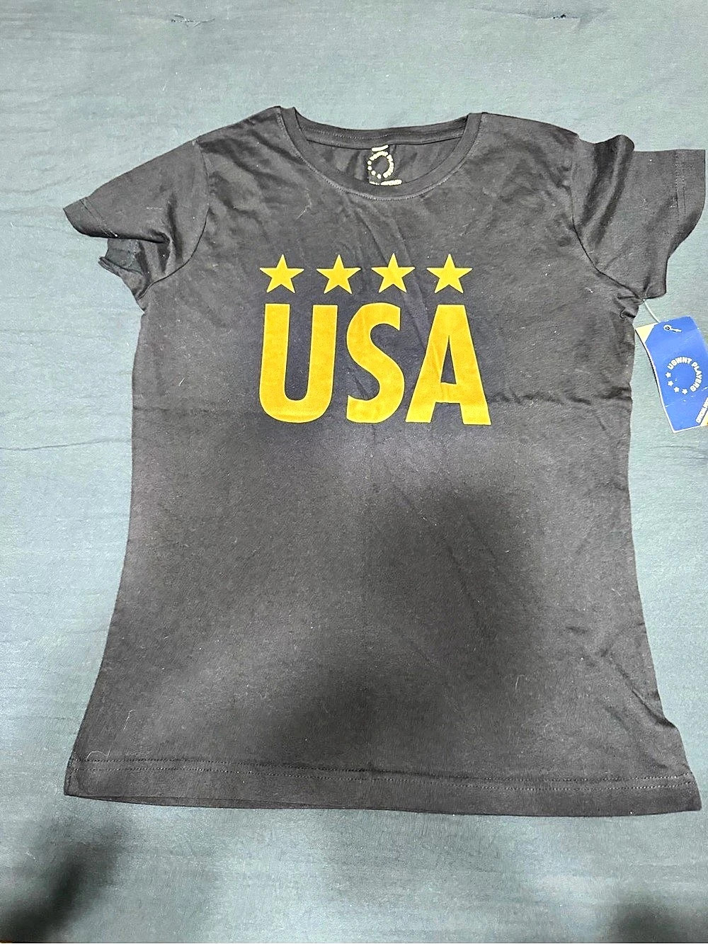 USA Graphic Tee Blue & Yellow NWT